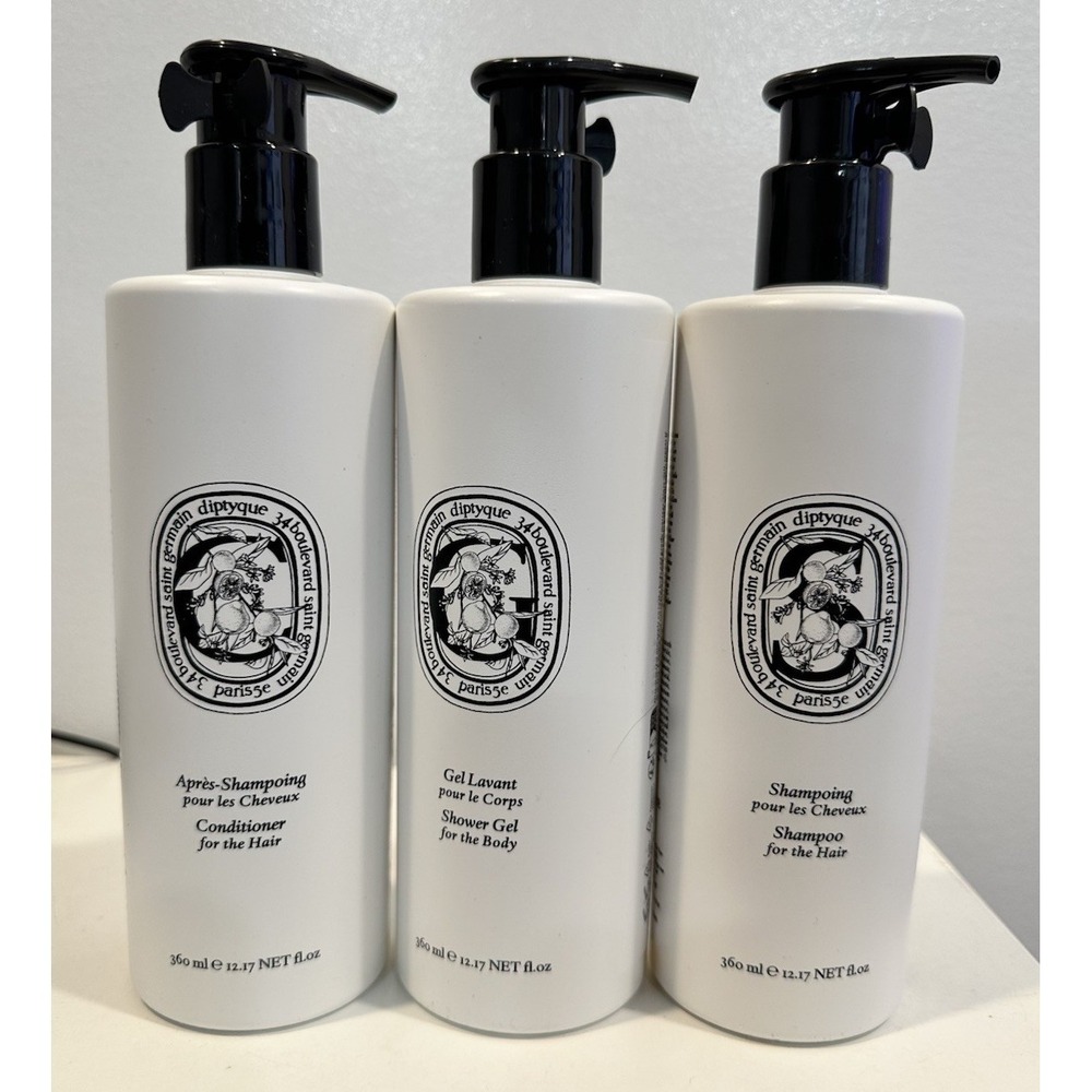 Diptyque Paris Hotel Amenity Set Shampoo Conditioner Shower Bath Gel Soap 360mL